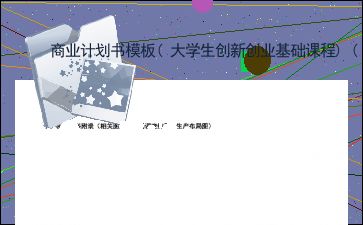 大學(xué)生創(chuàng)新創(chuàng)業(yè)基礎(chǔ)見面課商業(yè)計(jì)劃書