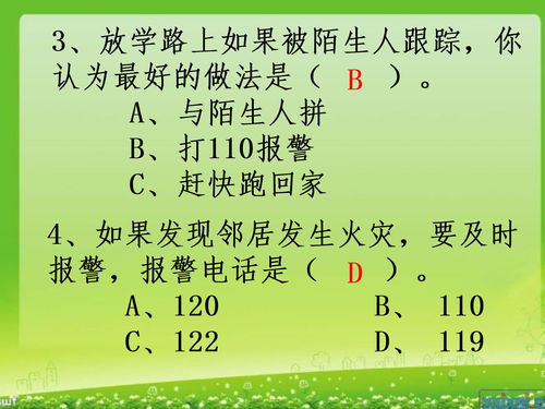 小學(xué)生安全知識(shí)競(jìng)賽題ppt模板