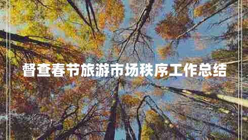 督查春節(jié)旅游市場(chǎng)秩序工作總結(jié)