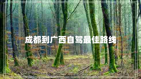 成都到廣西自駕最佳路線 成都到廣西自駕最佳路線