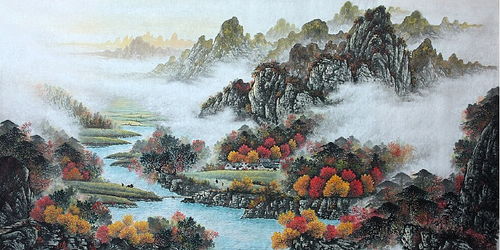 山水畫(huà)秋景題款古詩(shī)句