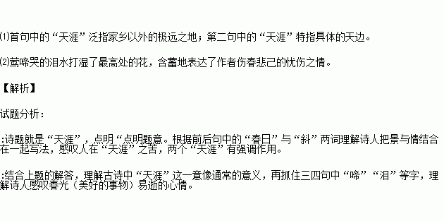 含有天涯的古詩句