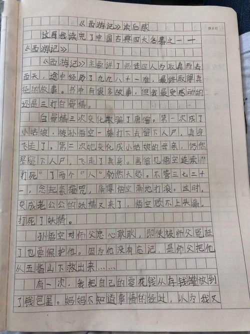 西游記讀后感優(yōu)秀作文開頭