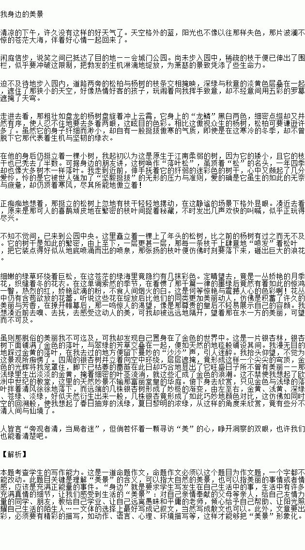 有景物描寫的記敘文600字作文開頭和結(jié)尾