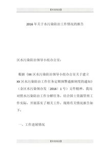 水污染防治規(guī)劃情況總結(jié)報(bào)告范文(水污染治理情況報(bào)告)