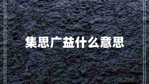 集思廣益什么意思