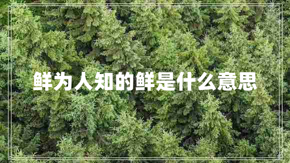 鮮為人知的鮮是什么意思