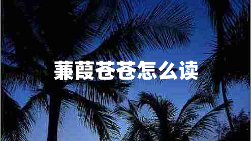 蒹葭蒼蒼怎么讀