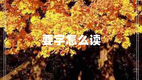 要字怎么讀 要字怎么讀