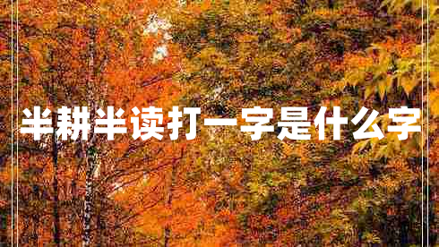 半耕半讀打一字是什么字