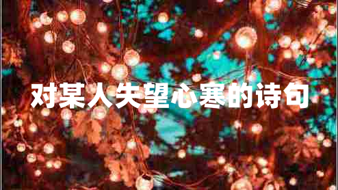 對某人失望心寒的詩句
