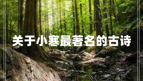 關(guān)于小寒最著名的古詩