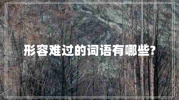 形容難過的詞語有哪些?