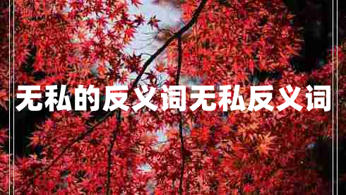 無私的反義詞無私反義詞
