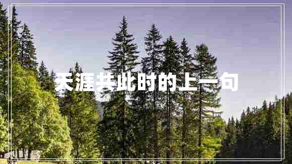 天涯共此時的上一句 天涯共此時的上一句