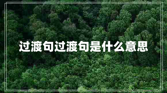過渡句過渡句是什么意思