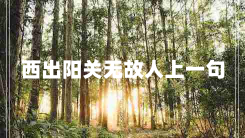 西出陽(yáng)關(guān)無故人上一句