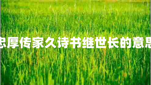 忠厚傳家久詩(shī)書(shū)繼世長(zhǎng)的意思