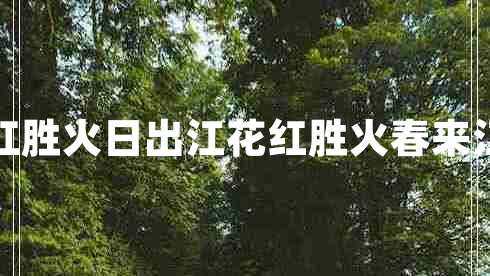 日出江花紅勝火日出江花紅勝火春來江水綠如藍(lán) 日出江花紅勝火日出江花紅勝火春來江水綠如藍(lán)