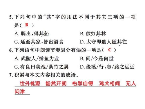 桃花源記基礎知識題目