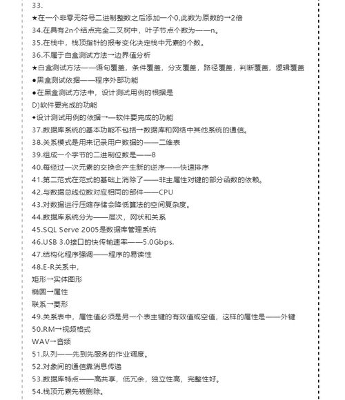 試算機二級選擇題的基礎知識點