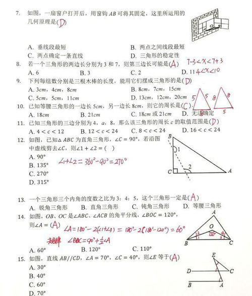 三角形基礎(chǔ)知識試題